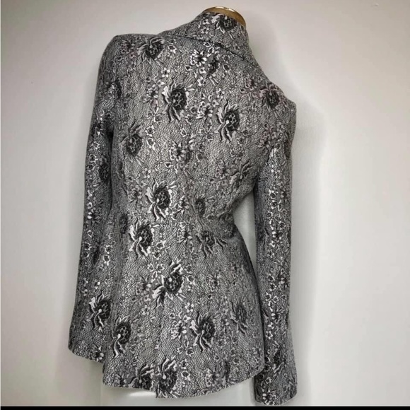 Lucia’s Sarto Grey Lace Winter Jacket Pockets blazer coat - Picture 5 of 10